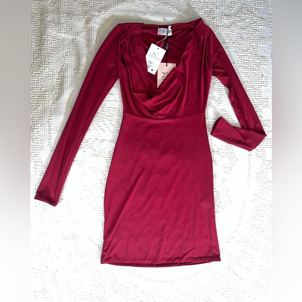 Oh Polly Deep Red Long Sleeve Dress